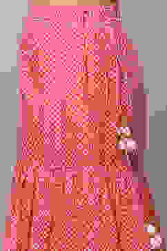 Off White & Peach Cotton Straight Kurta Garara Suit Set image number 3