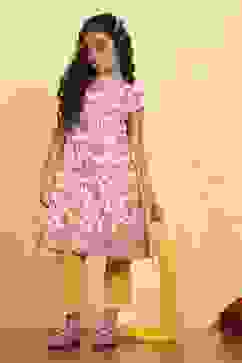 White Cotton Flared Printed Suit Set image number 0