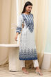 Blue Cotton Printed Straight Kurta image number 4