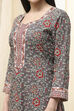 Gray Cotton Screen Print Unstitched Suit Set image number 2