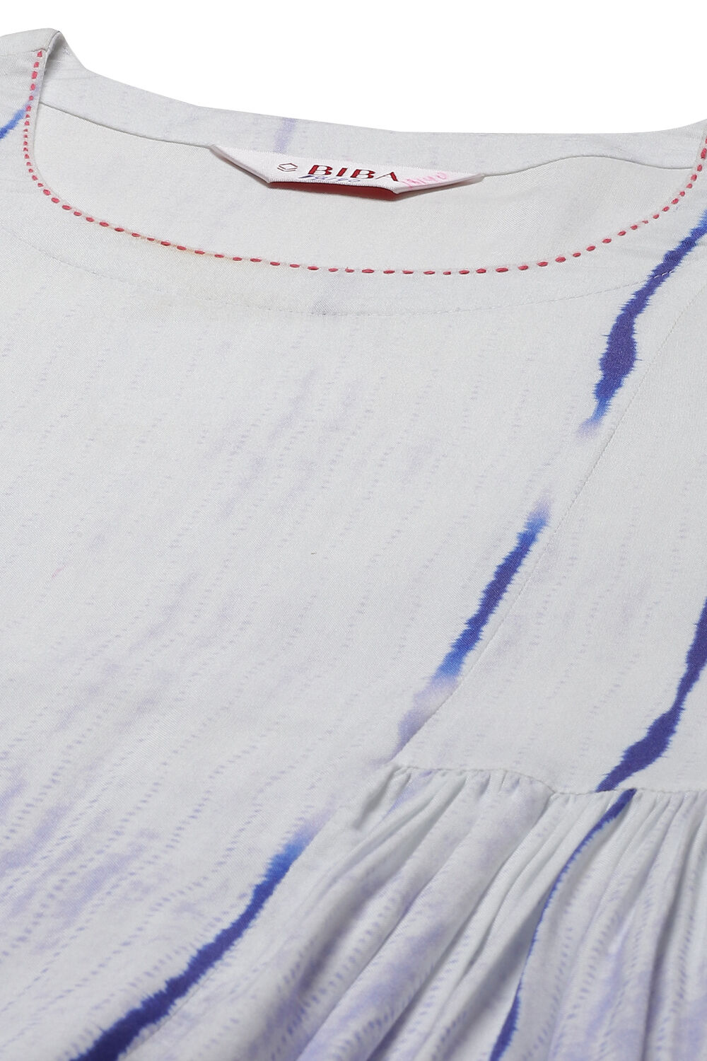 Indigo LIVA Flared Printed Dress image number 1