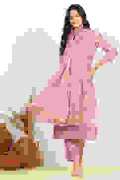 Purple Muslin Unstitched Suit Set image number 1