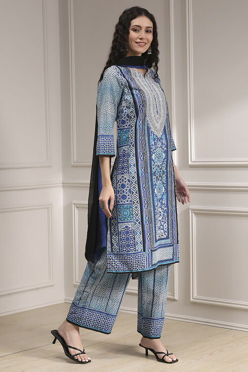 Brown Cotton Printed Straight Suit Set image number 5