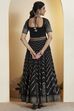 Black Polyester Kalidar Lehenga Set image number 6
