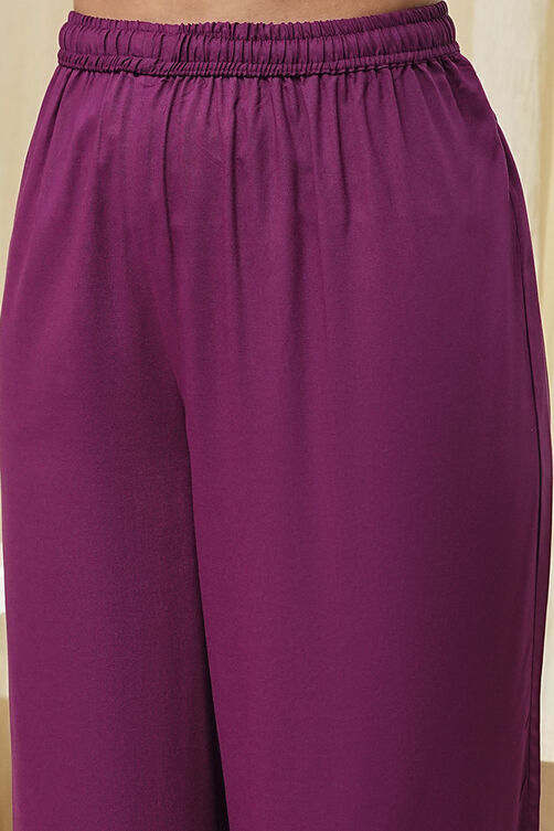 Berry Purple Cotton Straight Suit Set image number 2