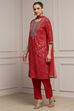 Off-White Cotton Printed Straight Suit Set image number 3