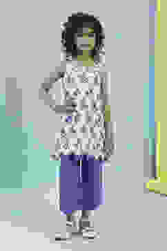 White and Blue Cotton Embroidered Straight Kurta Set image number 6