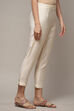 White Cotton Blend Slim Pants image number 3