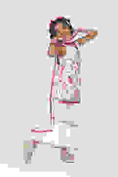 White Cotton Printed Straight Suit Set image number 3