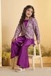 Purple Viscose Rayon Floral 3 Piece Co-ord Set