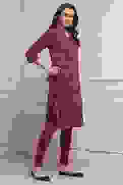 Maroon Yarn-Dyed Printed Straight Winter Kurta image number 4