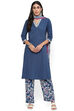 Blue Cotton A-Line Kurta Palazzo Suit Set image number 0