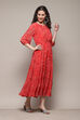 Blue Polyester Tiered Printed Dress image number 2