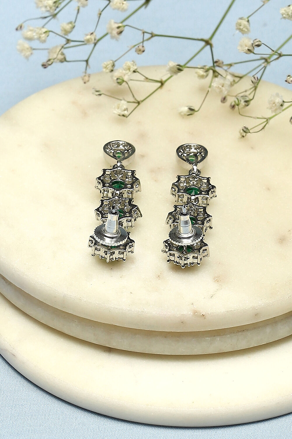 Green Brass Danglers image number 2