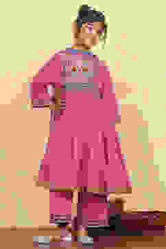 Pink Cotton Solid Tiered Suit Set image number 5