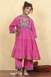 Pink Cotton Printed Tiered Suit Set image number 5