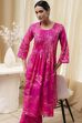 Pink Cotton Printed Pleated Kurta Set image number 7