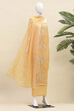 Yellow Linen Unstitched Suit Set image number 4