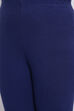 Navy Blue Cotton Lycra Solid Leggings image number 1