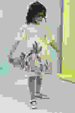 Beige Printed Gathered Dress image number 6