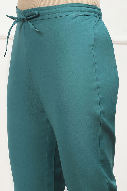 Rust Cotton Solid Regular Pants image number 1