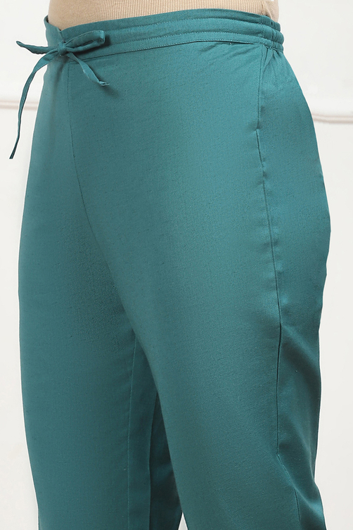 Rust Cotton Solid Regular Pants image number 1
