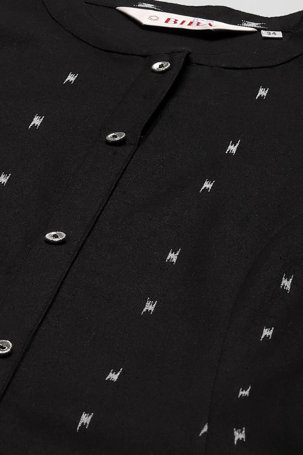 Black Cotton Flax Printed A-Line Kurta image number 1