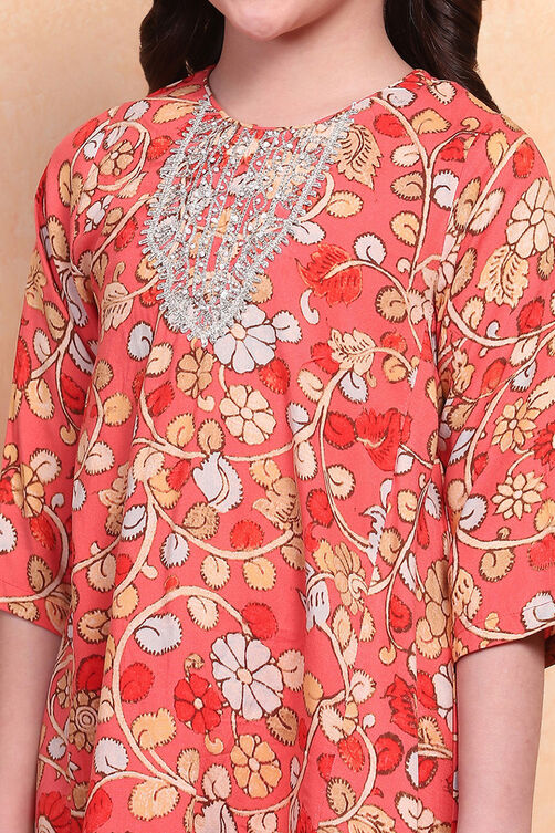 Coral Floral Asymmetric Suit Set image number 1