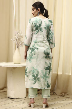 Green Cotton Printed Floral Unstitched Suit Set image number 5