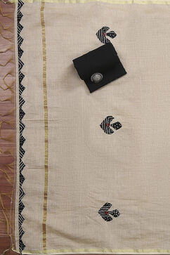 Maroon Cotton Blend Hand Block Print Unstitched Suit Set image number 3