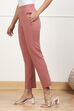 Burgundy Solid Stretchable Slim Fit Pants image number 2