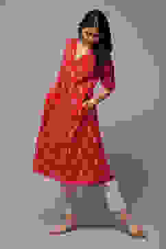 Pink Cotton Straight Yarndyed Kurta image number 0