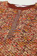 Choco Brown Cotton Blend Straight Printed Kurta Afgan Pant Suit Set image number 1
