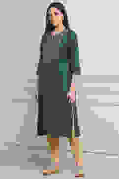 Teal Green Solid Straight Kurta image number 2