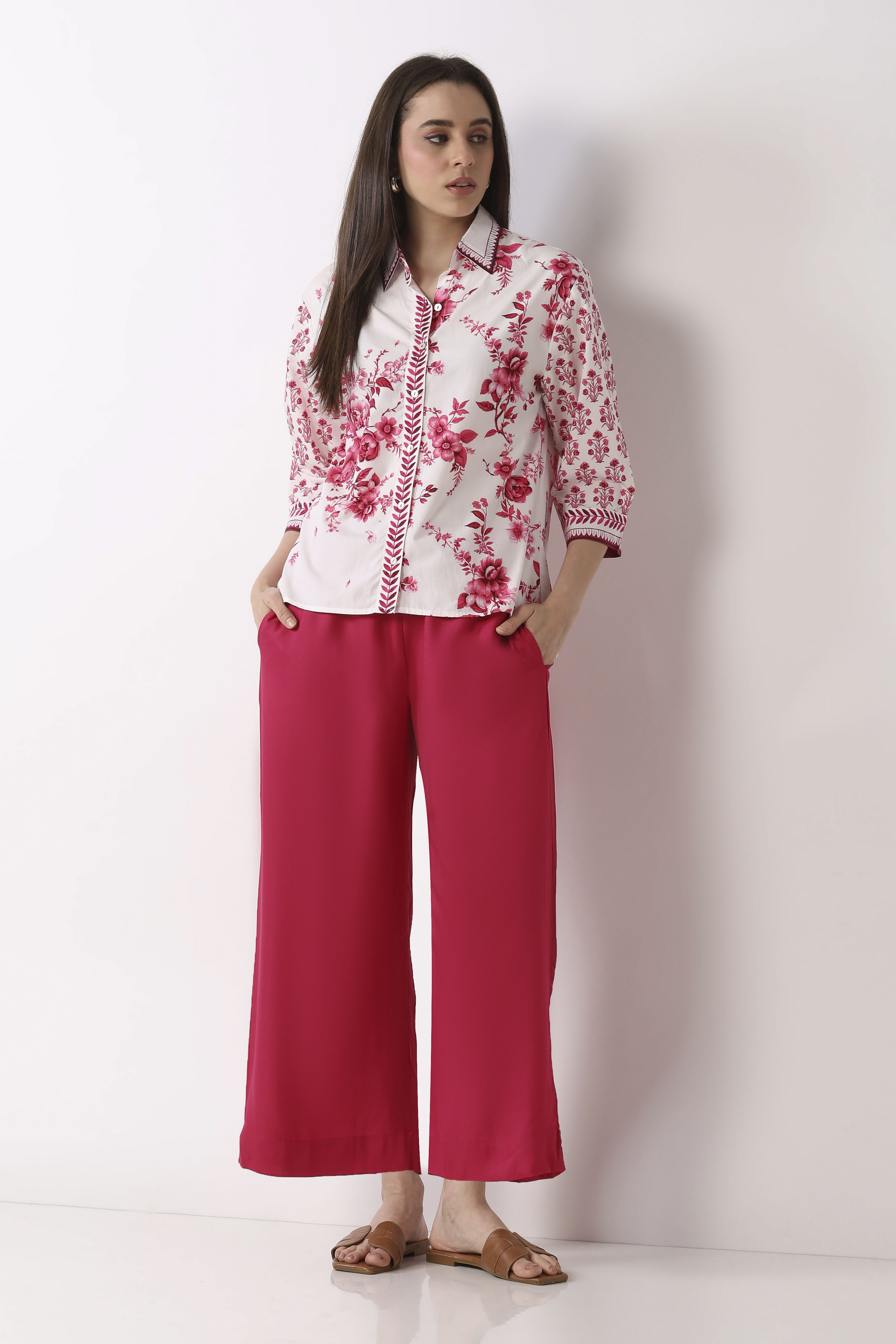 Fuschia Rayon Palazzo image number 0