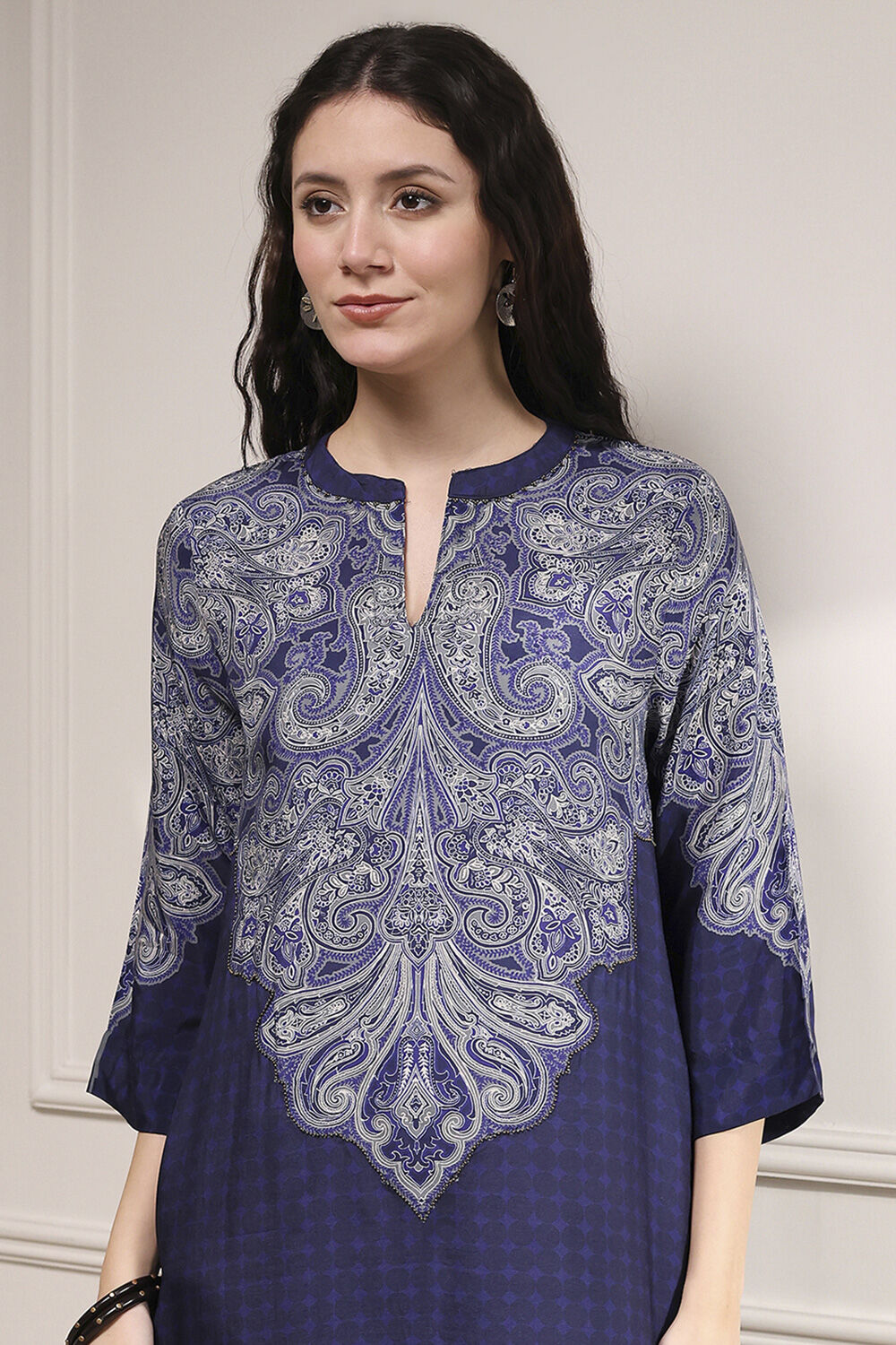 Indigo Printed Straight Kurta image number 1