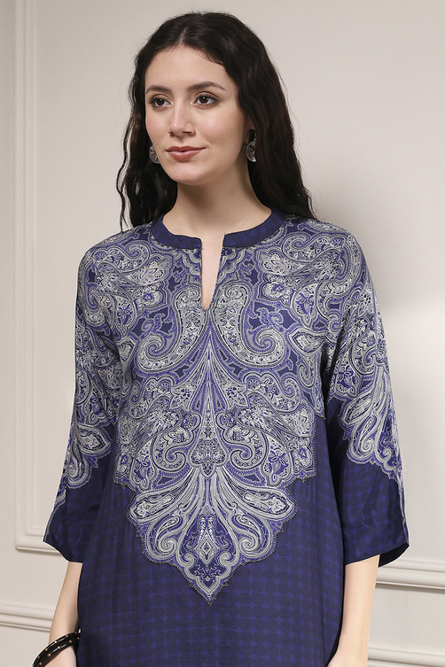 Olive Green Printed Straight Kurta image number 1