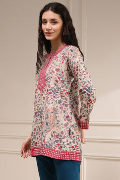 Beige Polyester Straight Printed Top image number 2