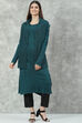 Black Acrylic Straight Scarf Set Yarndyed Kurta image number 0