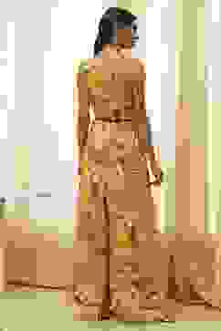 Yellow Cotton Floral Flared Jumpsuit image number 3