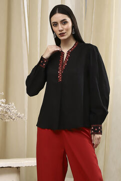 Black Solid Straight Top image number 0