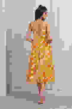 Yellow Cotton Tiered Dress image number 3