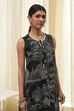 Black Printed Asymmetric Kurta Set image number 1