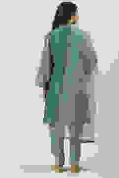 Sky Blue Printed Straight Kurta Salwar Suit Set image number 4