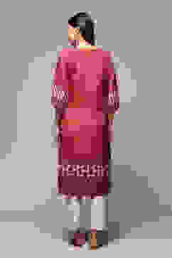 Red Viscose A-Line Printed Kurta image number 4