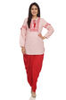 Red Cotton Short Kurta & Pants Set Kurta Dhoti Pants Suit Set image number 0