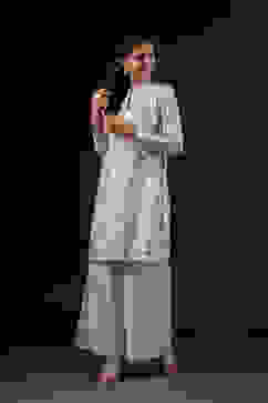 Rohit Bal Off White Cotton Silk Straight Printed Suit Set image number 3