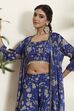 Bright Blue Polyester Straight Saree image number 1