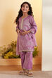 Purple Cotton Embellished Straight Kurta Set image number 3