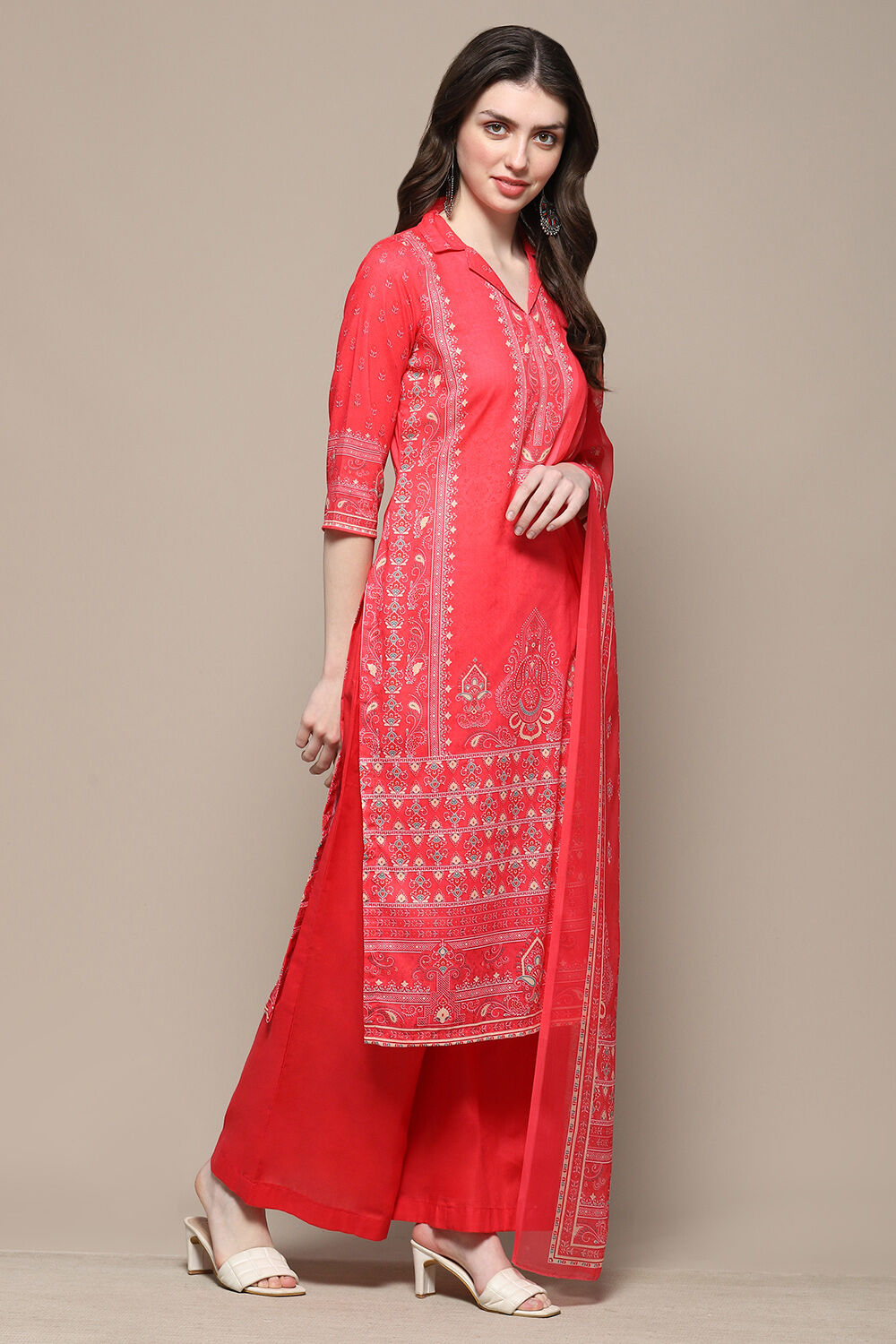 Blue Cotton Blend Digital Print Unstitched Suit Set image number 7